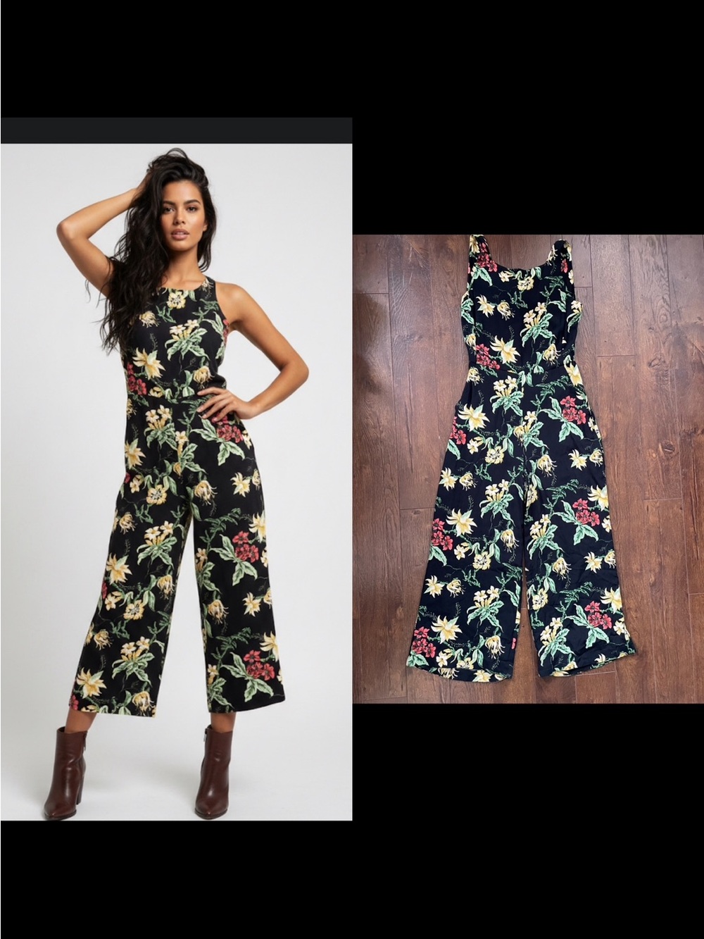New Aritzia Ecoulement Tie Open Back Wide Leg Jumpsuit. Pockets. Size 8. Black